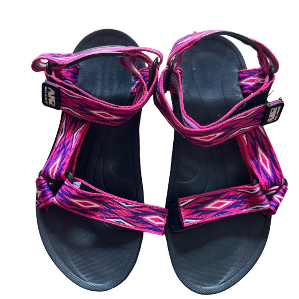 FUCHSIA TRIBAL PRINT VELCRO SANDALS